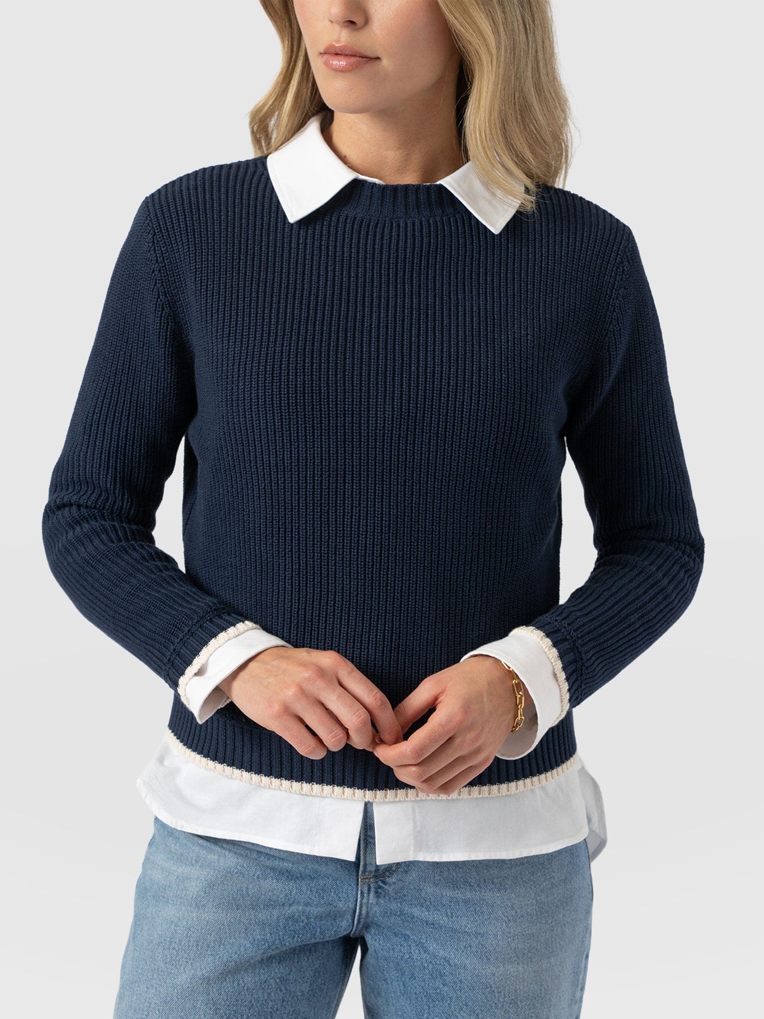 Remy Crop Jumper Navy - Women's Jumpers | Saint + Sofia® EU