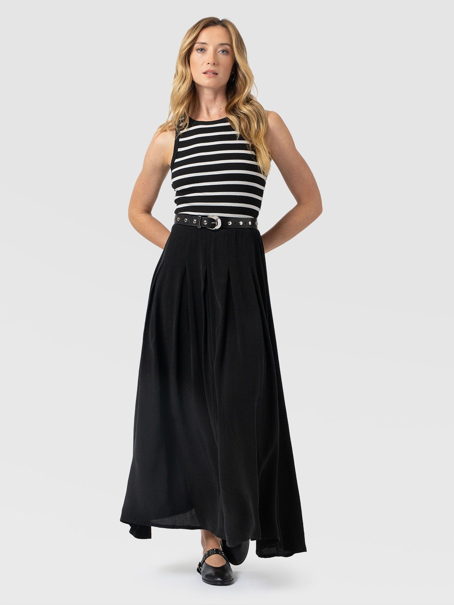 Renee Contrast Dress - Black & White Stripe - Women's Dresses | Saint + Sofia® EU