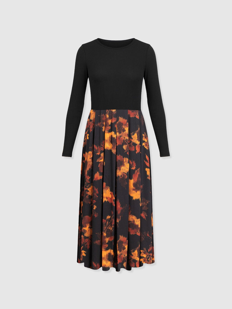 Renee Contrast Long Sleeve Dress - Autumn Floral - Women's Dresses | Saint + Sofia® EU