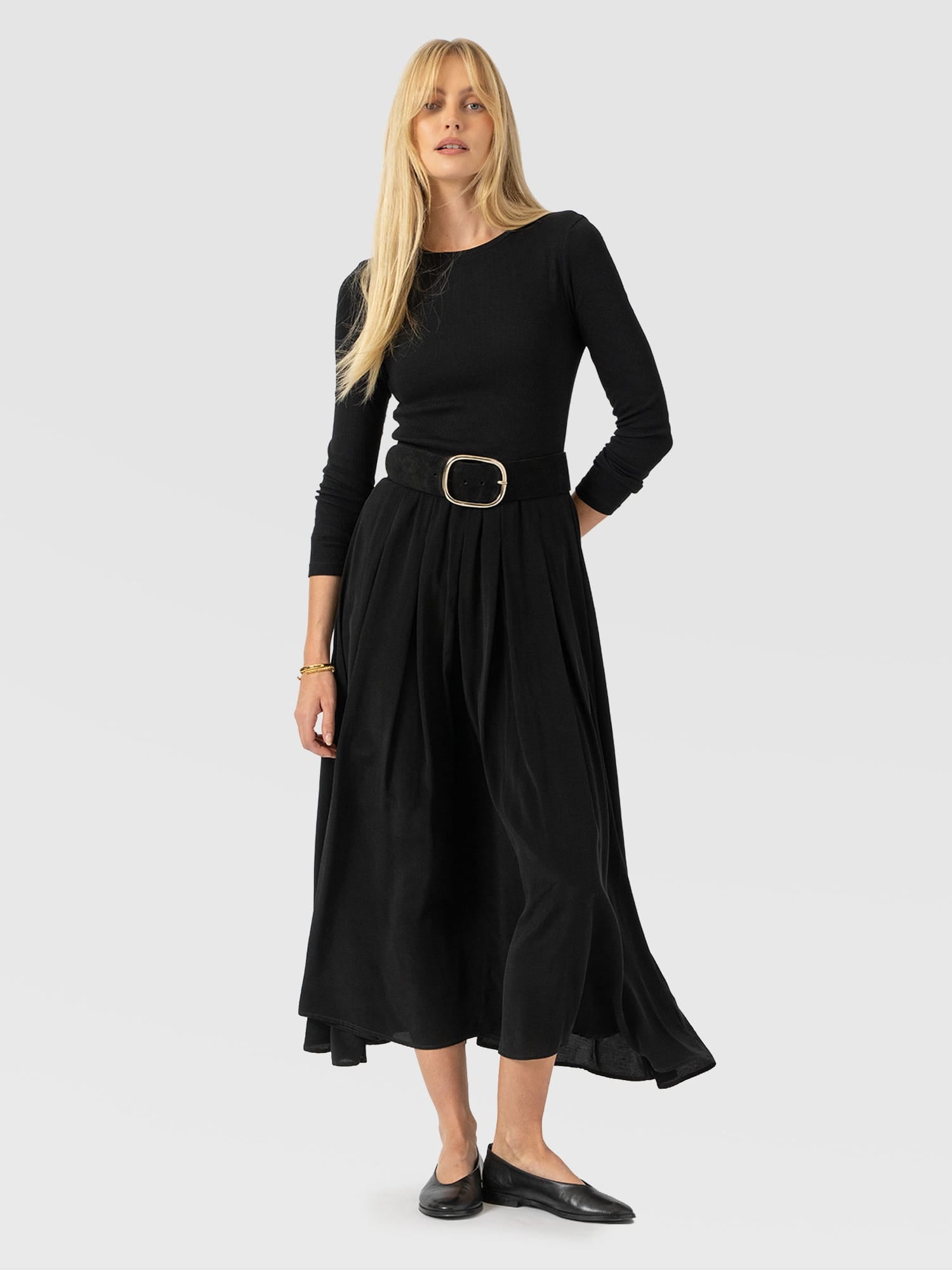 Renee Contrast Long Sleeve Dress - Black - Women's Dresses | Saint and Sofia® EU