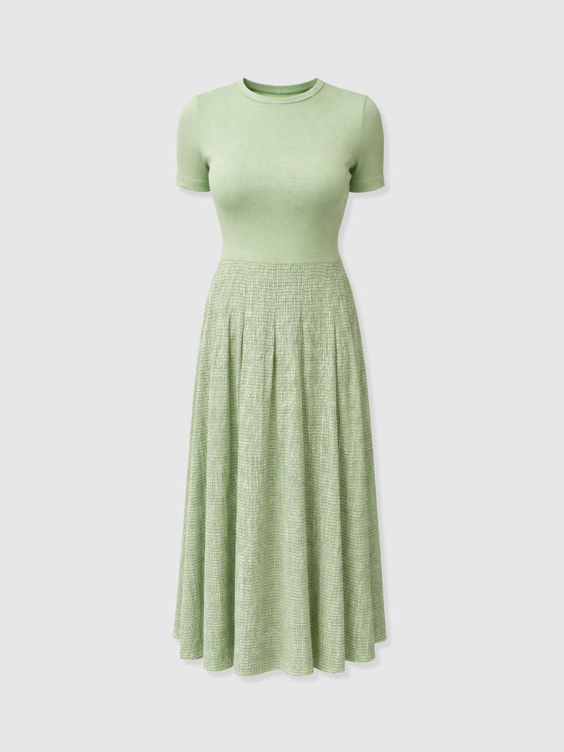 Renee Contrast Short Sleeve Dress - Mint Gingham - Women's Dresses | Saint + Sofia® EU