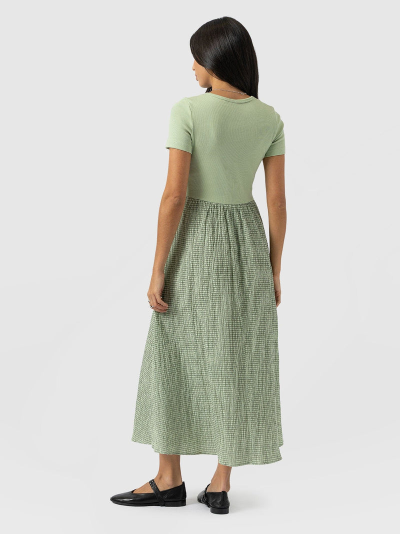 Renee Contrast Short Sleeve Dress - Mint Gingham - Women's Dresses | Saint + Sofia® EU