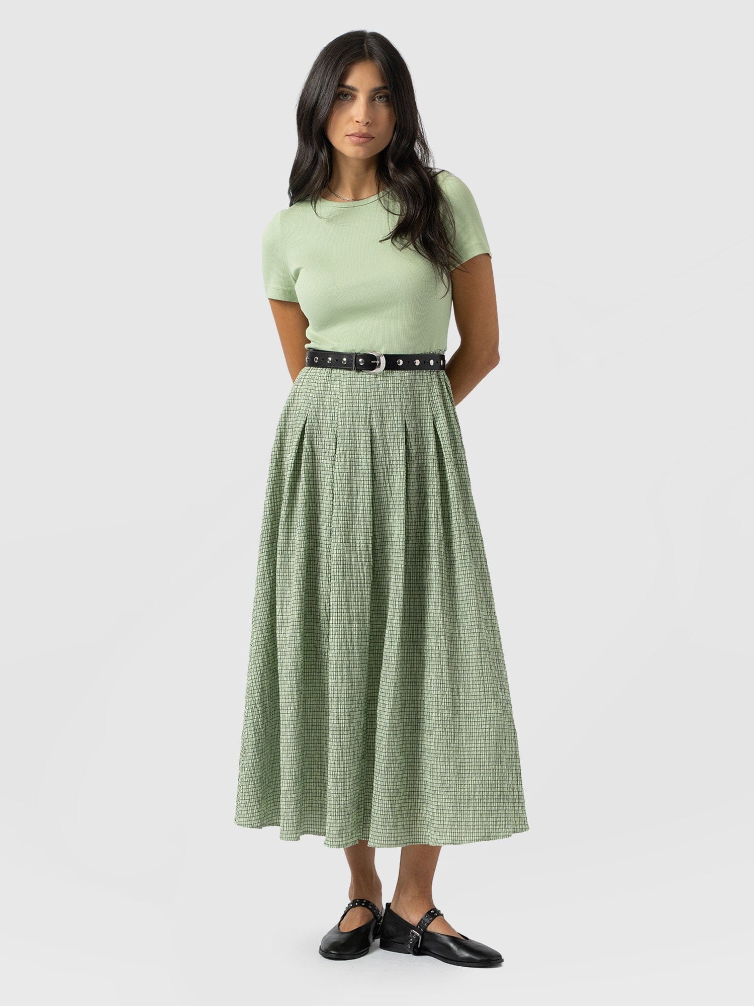 Renee Contrast Short Sleeve Dress - Mint Gingham - Women's Dresses | Saint + Sofia EU Renee Contrast Short Sleeve Dress - Mint Gingham - Women's Dresses | Saint + Sofia EU