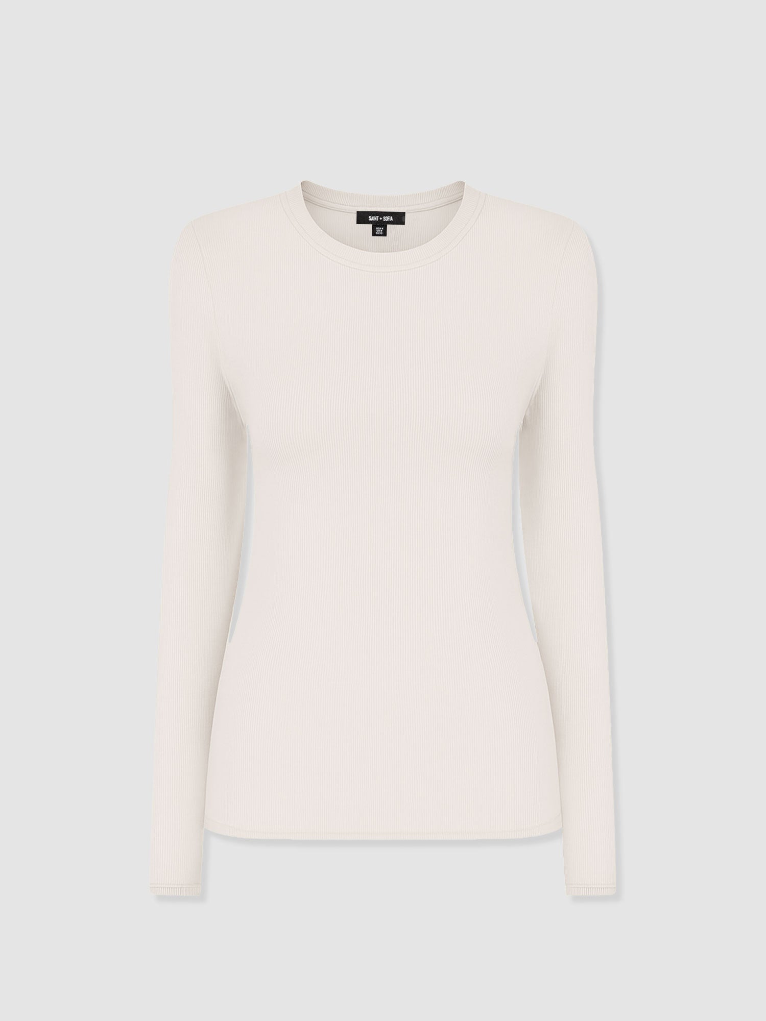 Ribbed Long Sleeve Tee - Cream - Women's T-shirts | Saint + Sofia® EU