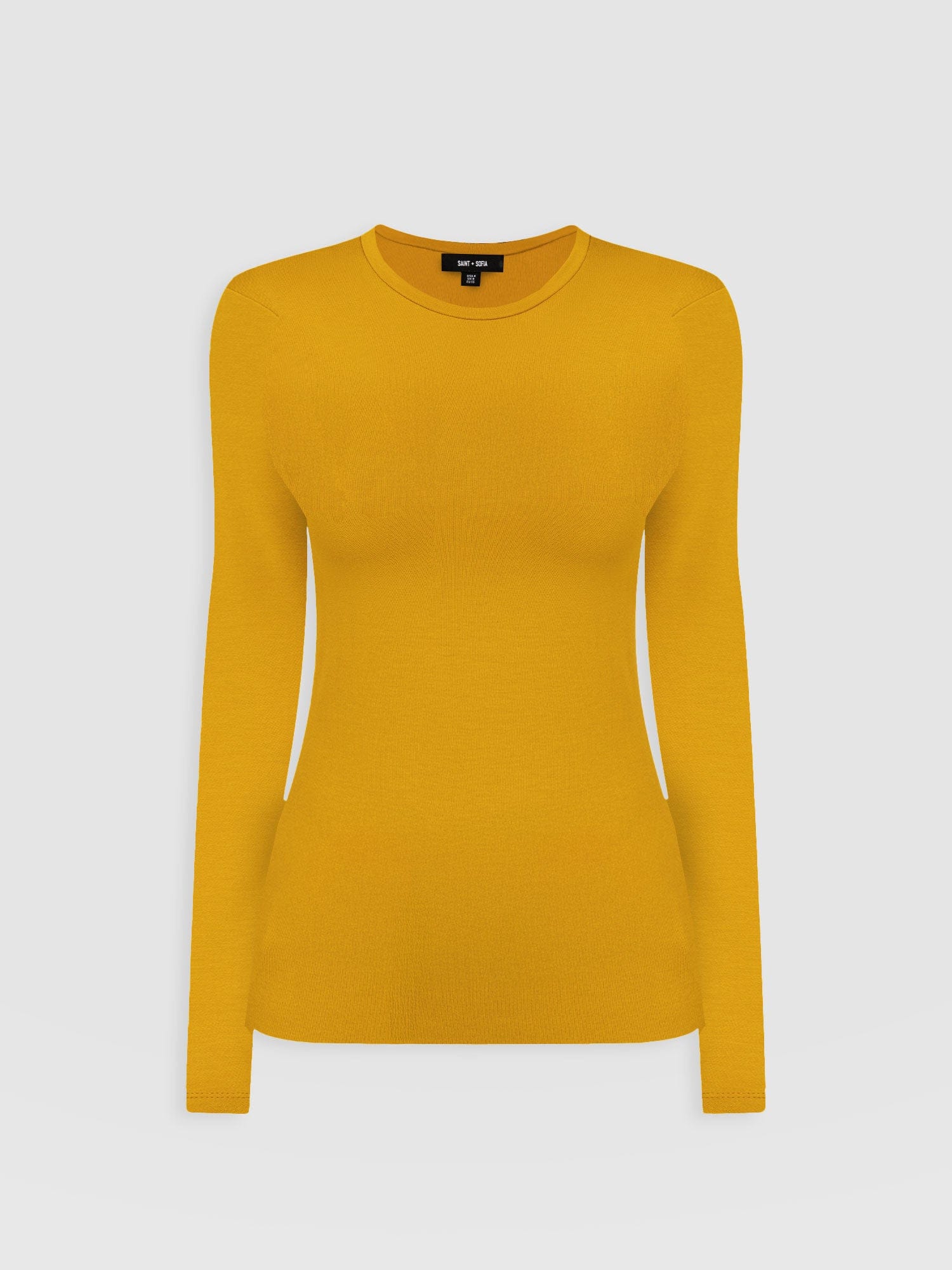 Ribbed Long Sleeve Tee - Ochre - Women's T-shirts | Saint + Sofia® EU