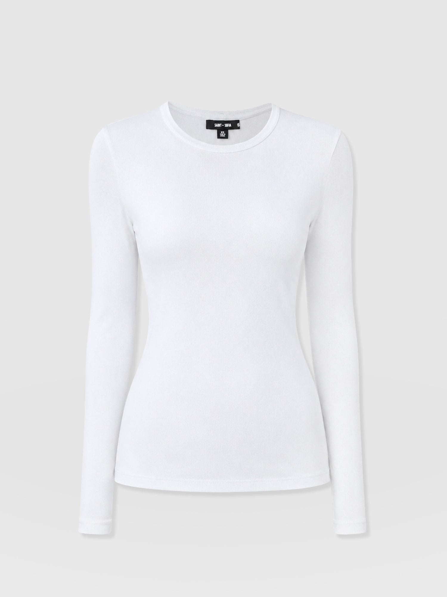 Ribbed Long Sleeve Tee - White - Women's T-shirts | Saint and Sofia® EU