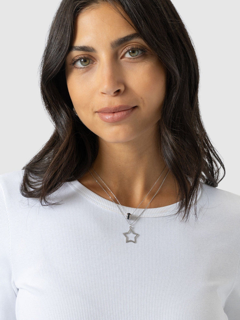 Ribbed Long Sleeve Tee - White - Women's T-shirts | Saint and Sofia® EU