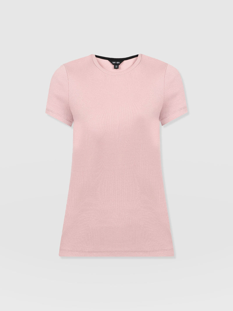 Ribbed Short Sleeve Tee - Pale Pink - Women's T-shirts | Saint + Sofia? EU