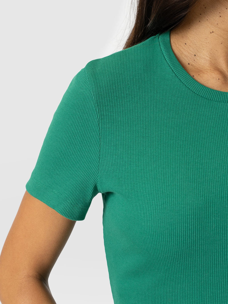 Ribbed Short Sleeve Tee - Sea Green - Women's T-shirts | Saint + Sofia® EU