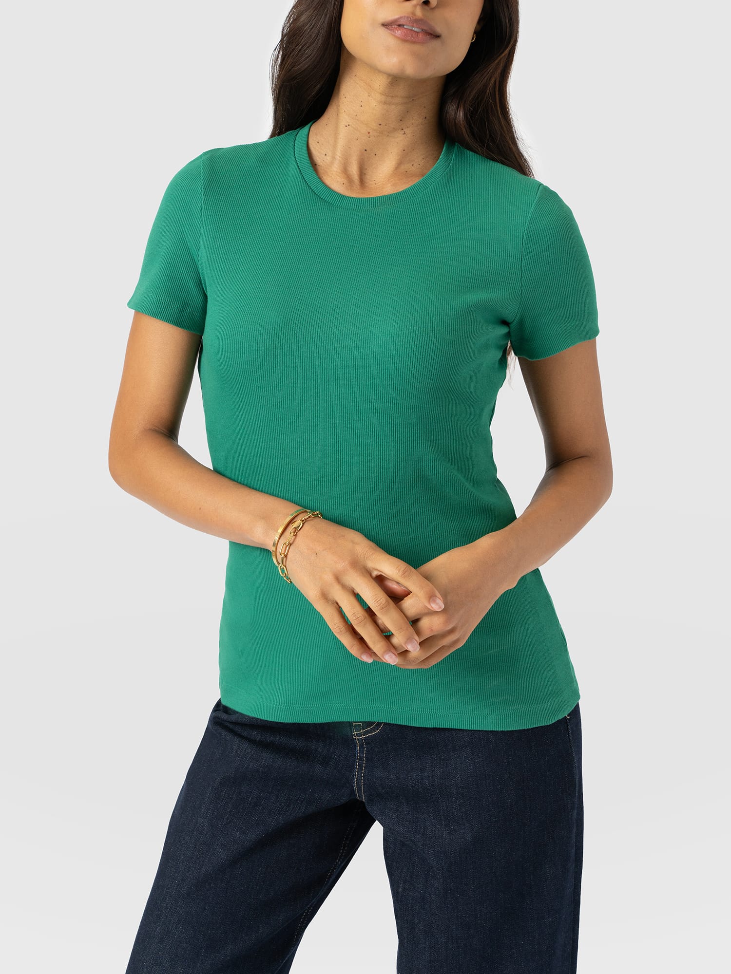 Ribbed Short Sleeve Tee - Sea Green - Women's T-shirts | Saint + Sofia® EU
