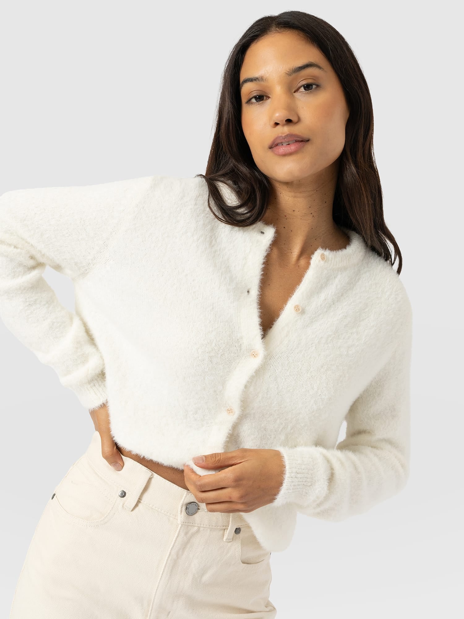Rosalie Cardigan - Cream - Women's Jumpers | Saint and Sofia® EU