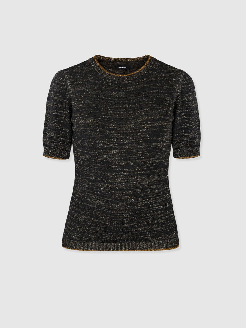 Roux Short Sleeve Knit - Gold - Women's Jumpers | Saint + Sofia® EU