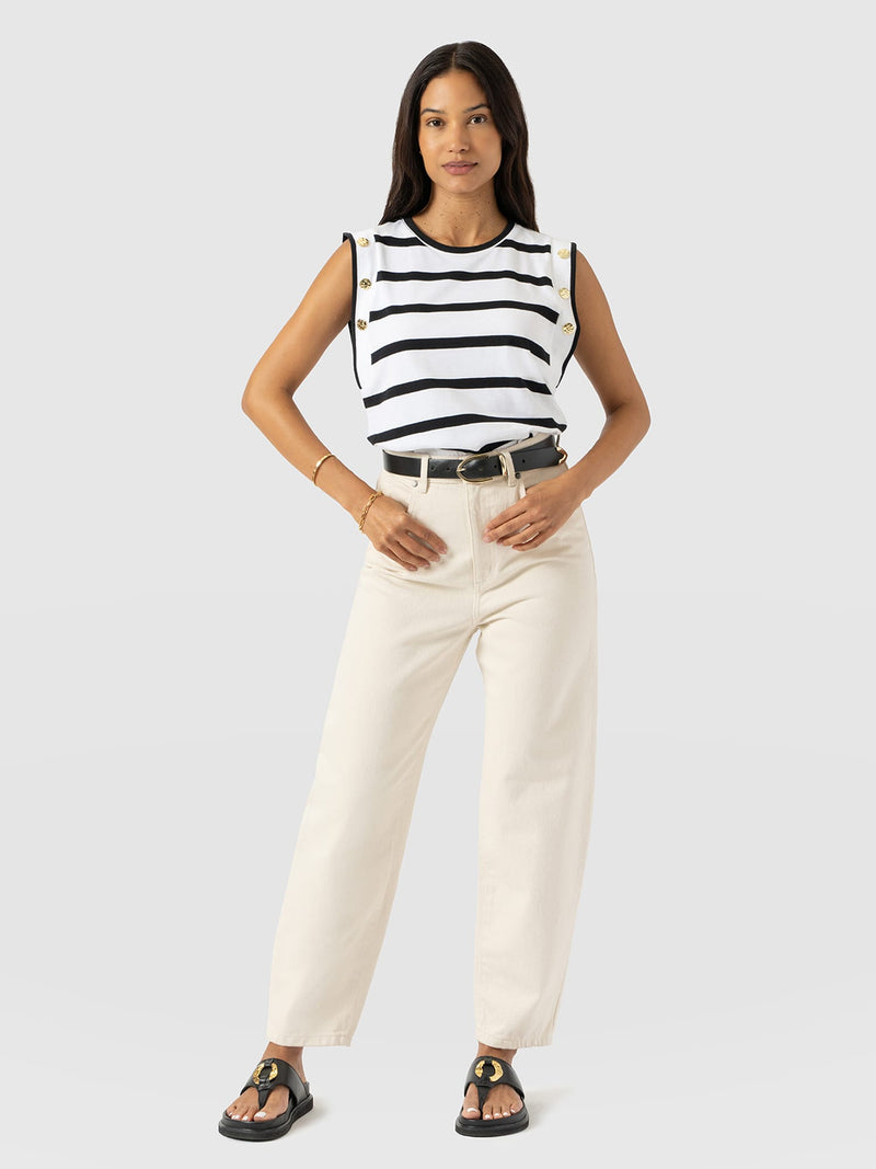 Rowan Tee - Black Stripe - Women's T-shirts | Saint + Sofia® EU