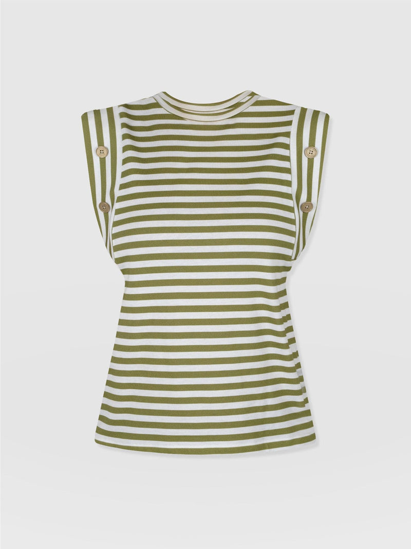 Rowan Tee - Green Stripe - Women's T-Shirts | Saint and Sofia® EU