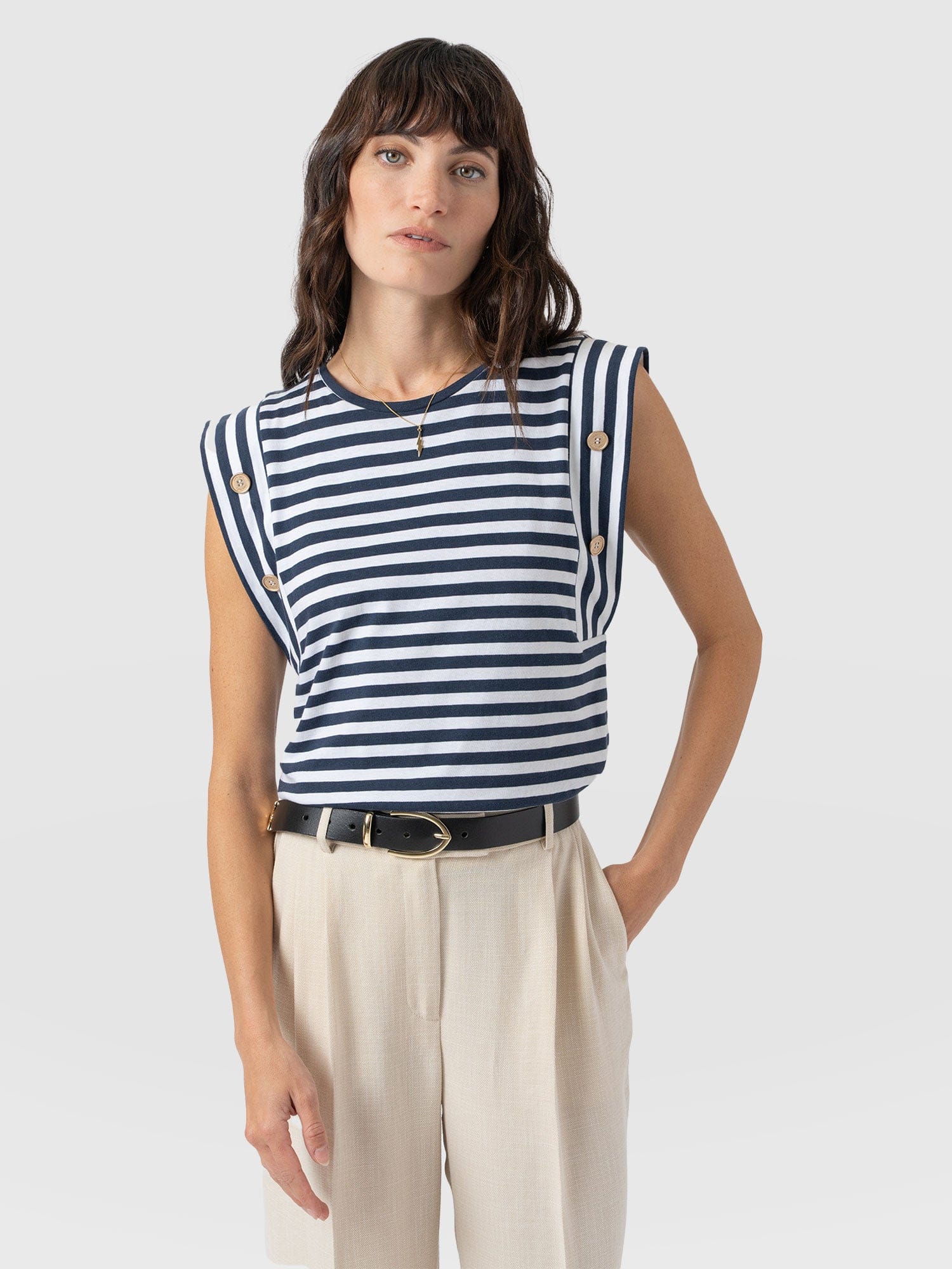 Rowan Tee Navy Stripe - Women's T-Shirts | Saint + Sofia® EU