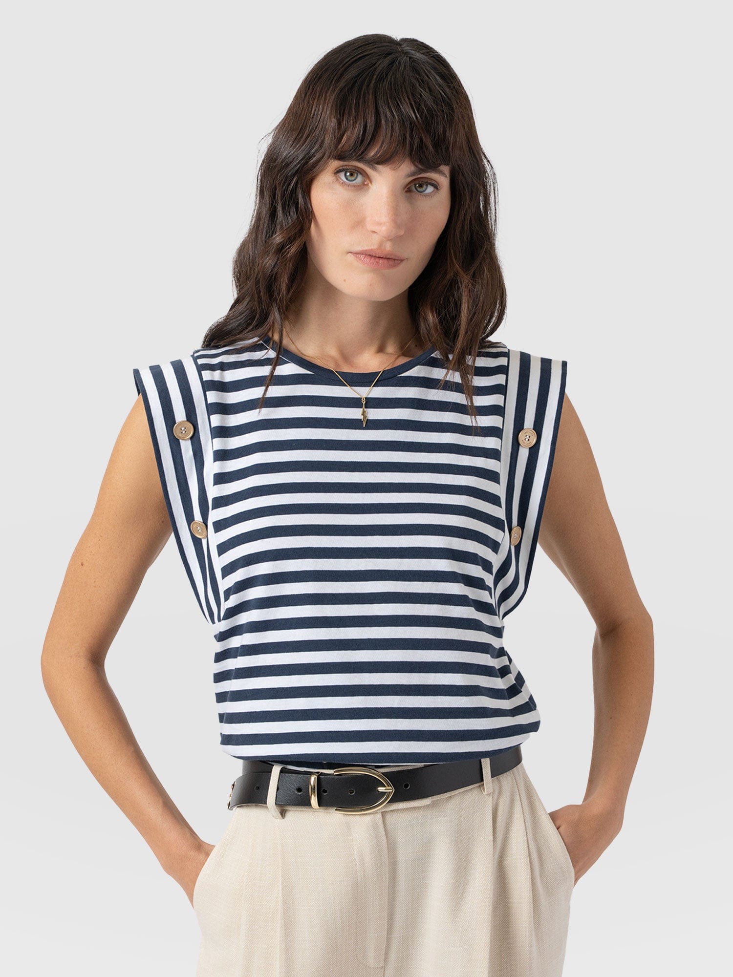 Rowan Tee Navy Stripe - Women's T-Shirts | Saint + Sofia® EU