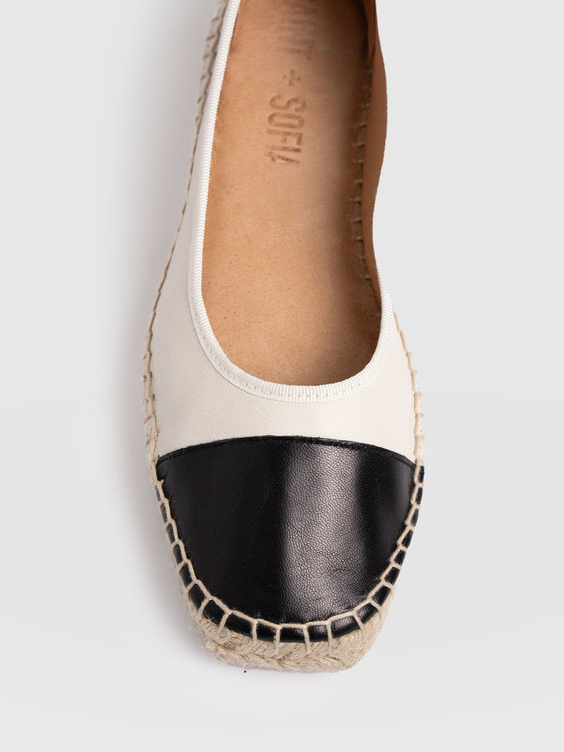 Rowe Espadrille Tie Pumps - Cream/Black - Women's Sandalss | Saint + Sofia® EU