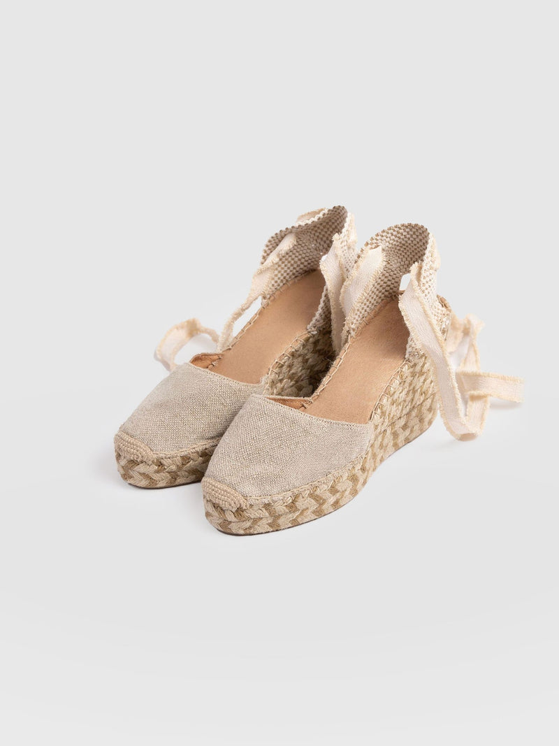 Rowe Espadrille Tie Wedges - Cream - Women's Sandalss | Saint + Sofia® EU