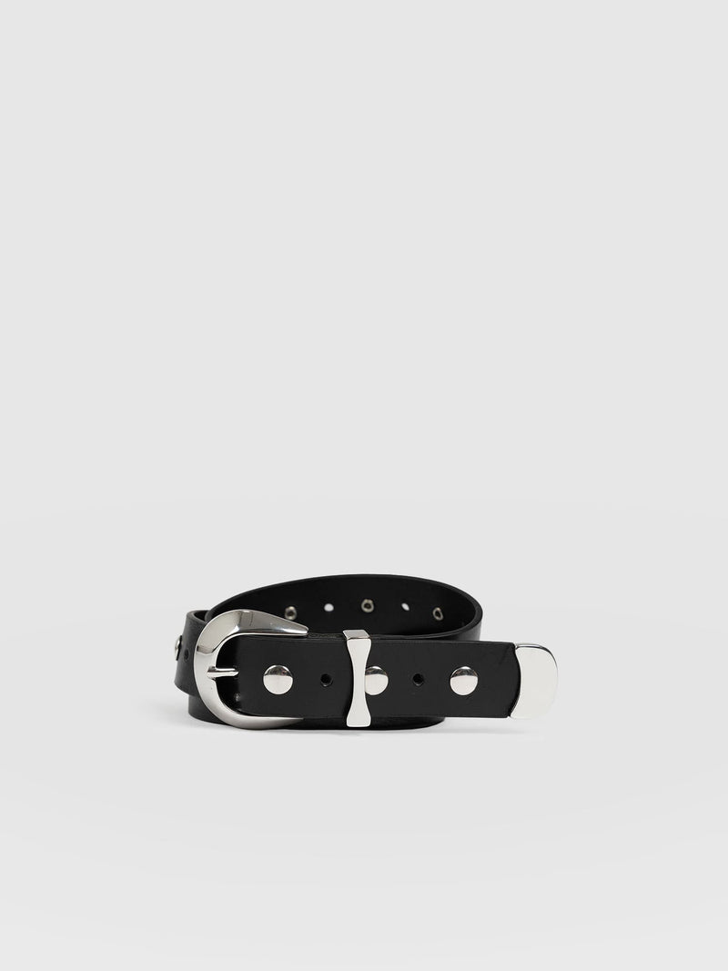 Roxie Studded Belt Black - Leather Belts | Saint + Sofia® EU