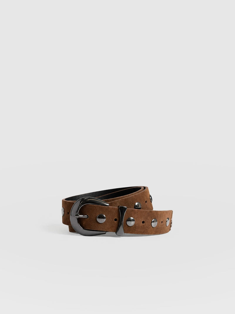 Roxie Studded Belt - Camel - Women's Accessories | Saint + Sofia® EU