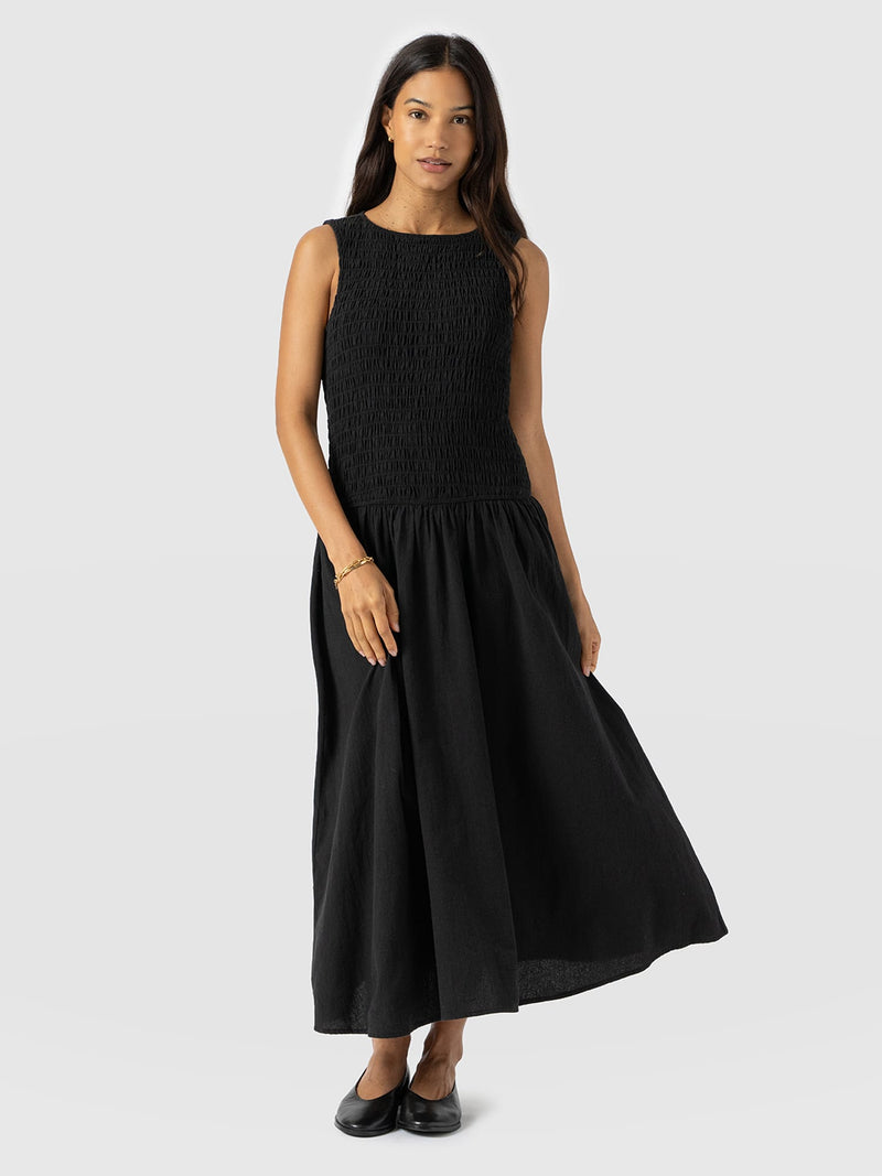 Sadie Shirring Dress - Black - Women's Dresses | Saint + Sofia® EU