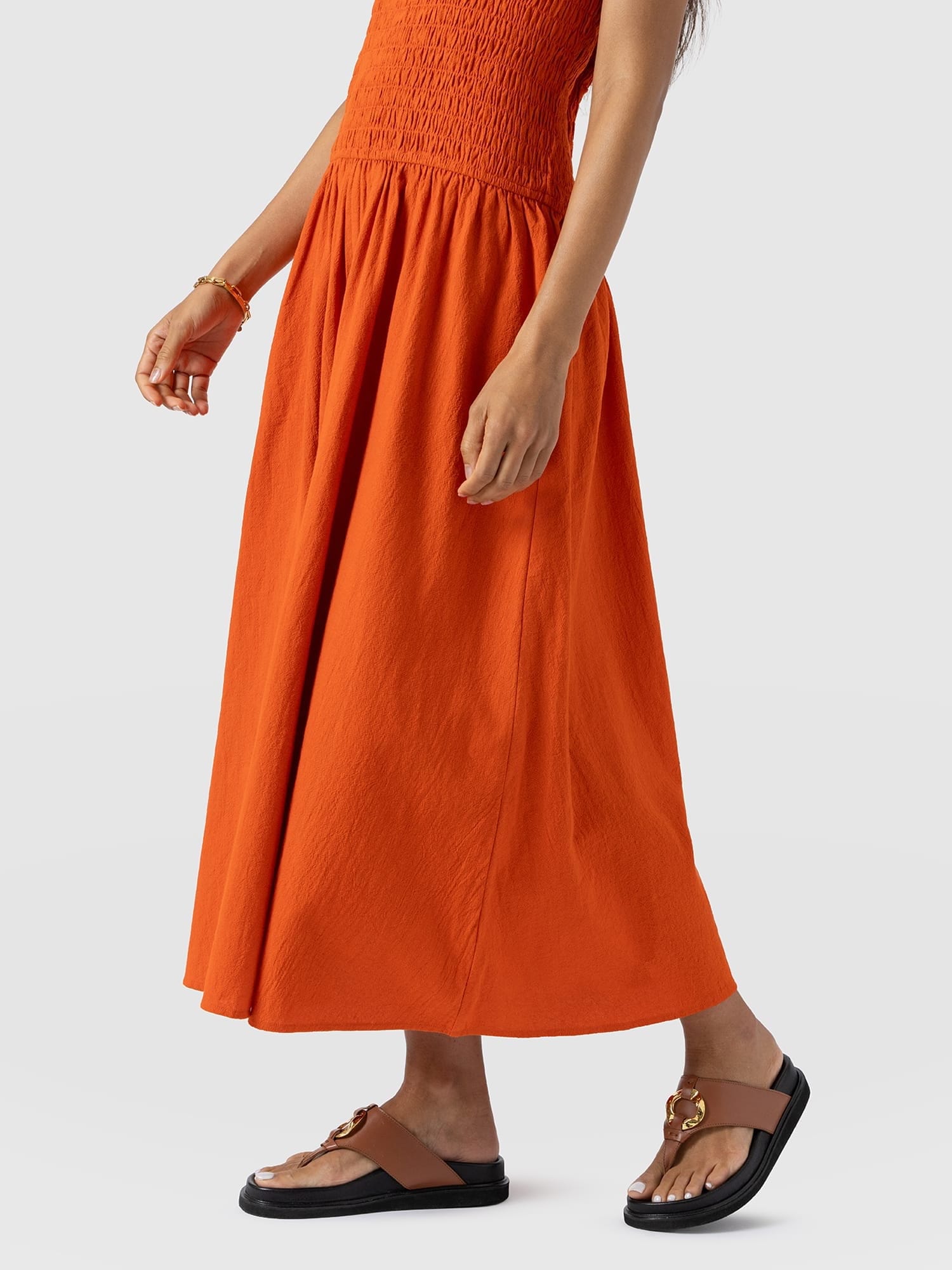 Sadie Shirring Dress - Burnt Orange - Women's Dresses | Saint and Sofia® EU