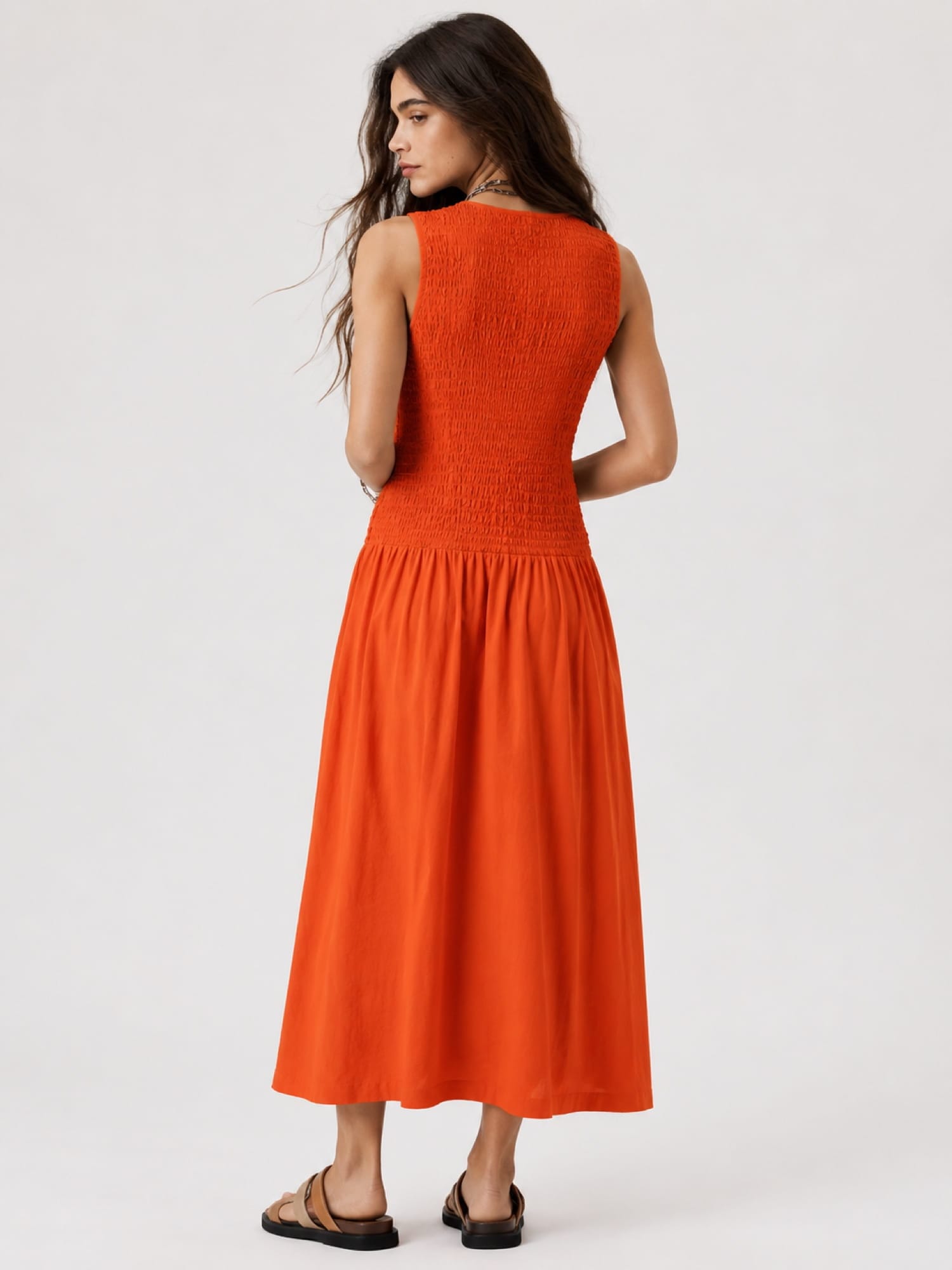 Sadie Shirring Dress - Burnt Orange - Women's Dresses | Saint and Sofia® EU