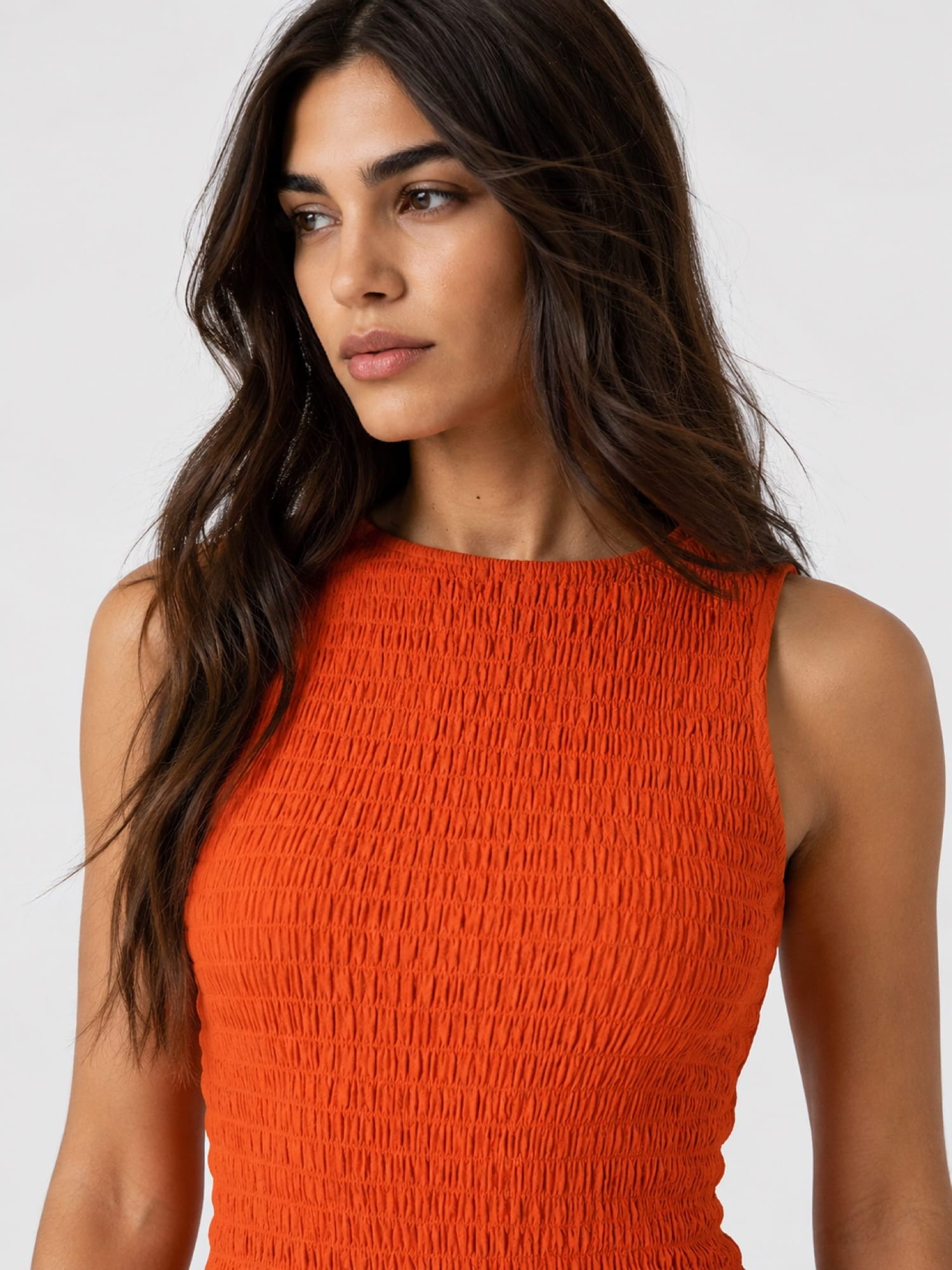 Sadie Shirring Dress - Burnt Orange - Women's Dresses | Saint and Sofia® EU
