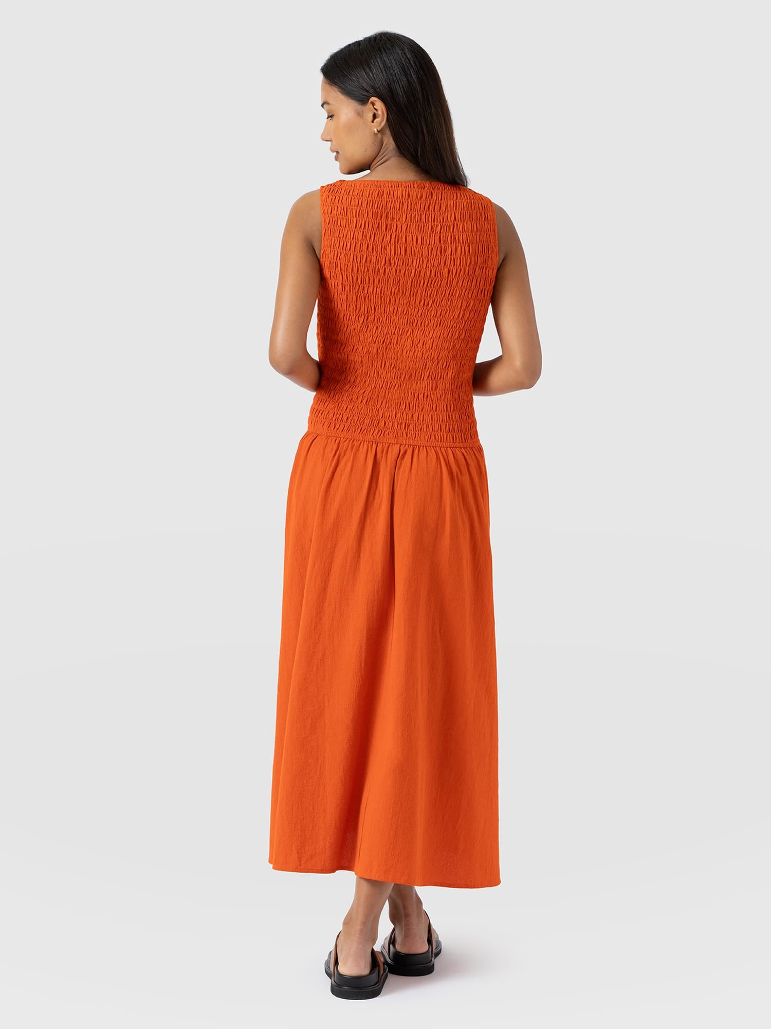 Sadie Shirring Dress - Burnt Orange - Women's Dresses | Saint + Sofia® EU