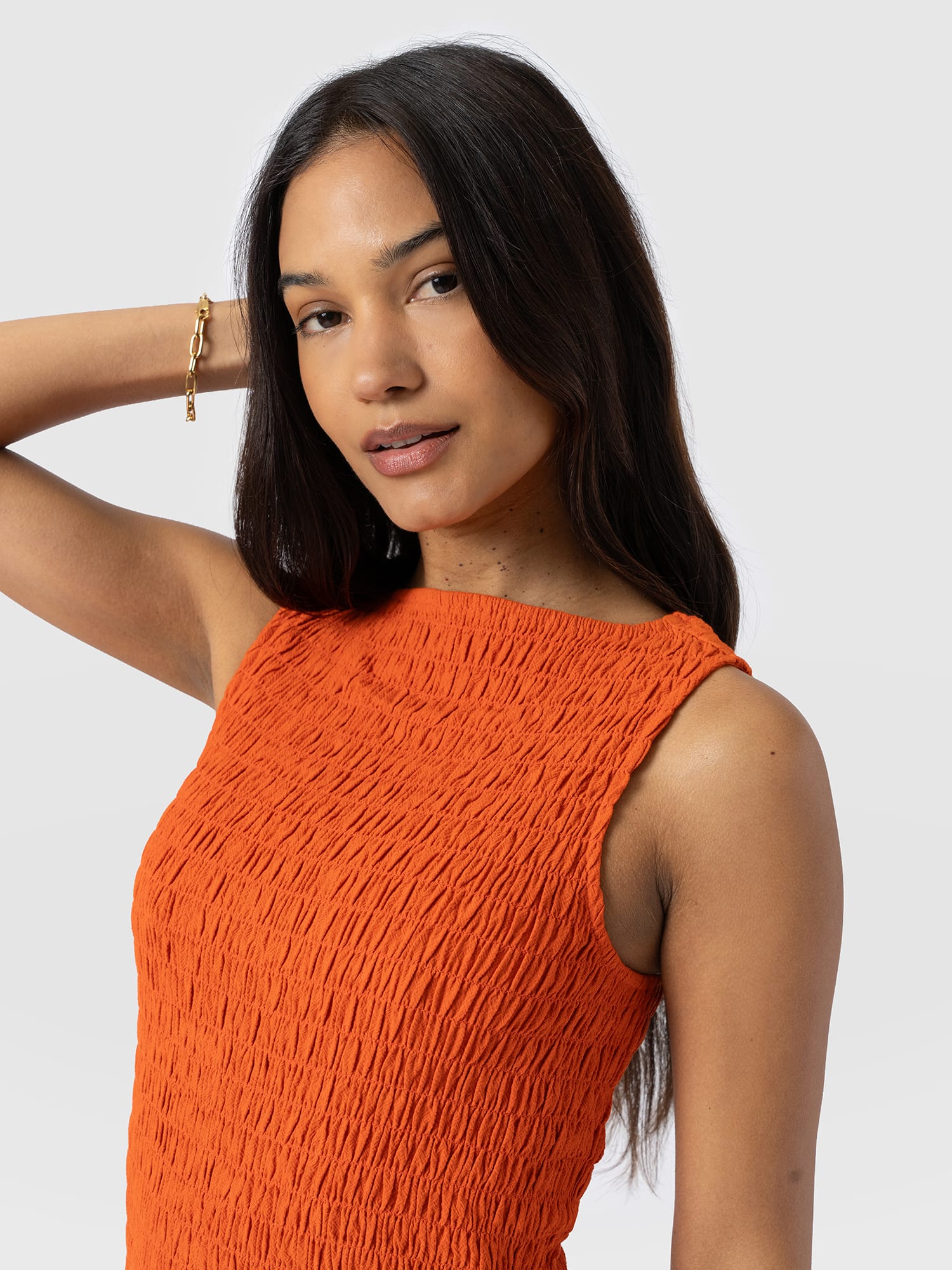Sadie Shirring Dress - Burnt Orange - Women's Dresses | Saint + Sofia® EU
