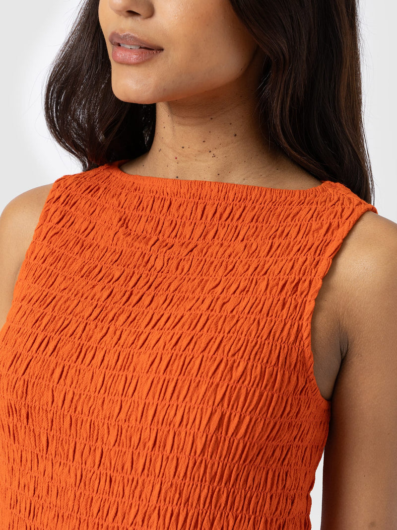 Sadie Shirring Dress - Burnt Orange - Women's Dresses | Saint + Sofia® EU