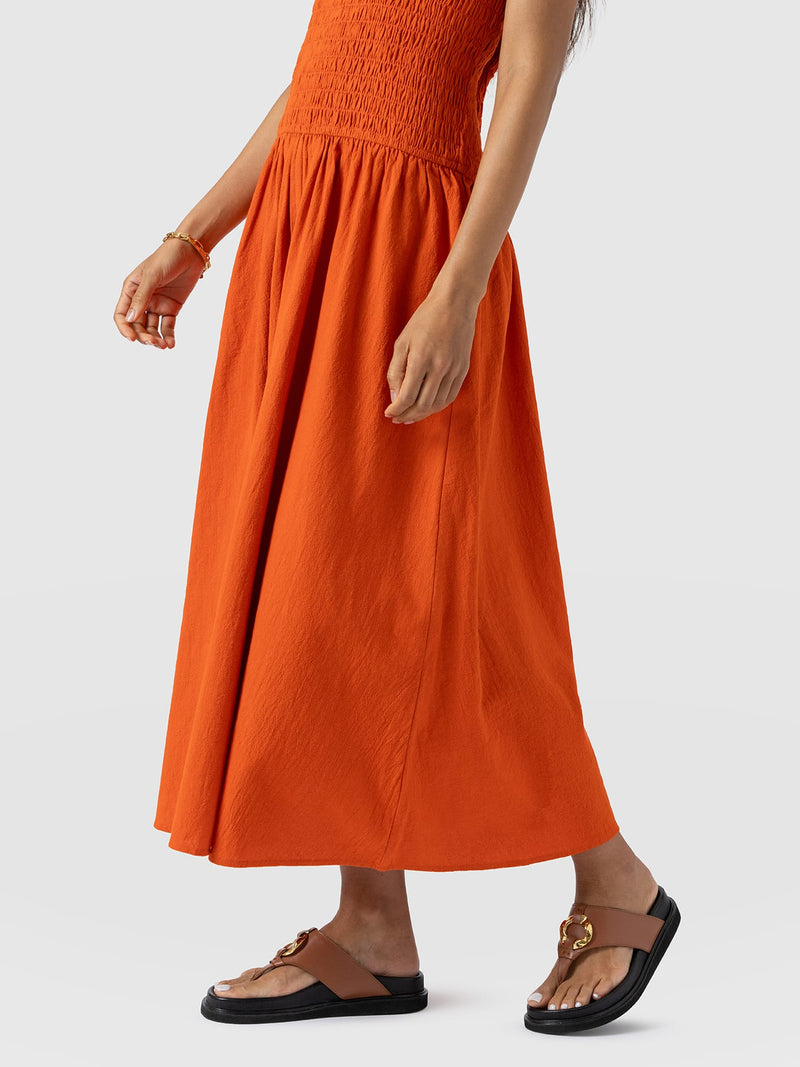 Sadie Shirring Dress - Burnt Orange - Women's Dresses | Saint + Sofia® EU