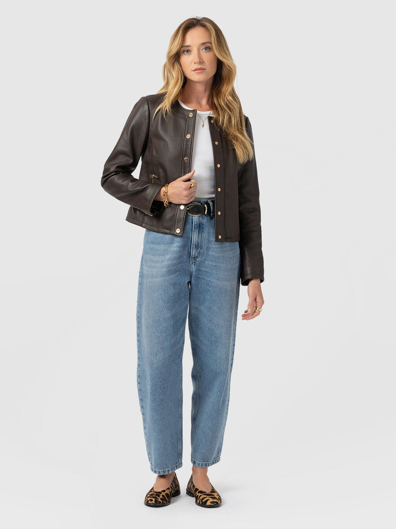 Skye Jacket - Chocolate - Women's Leathers | Saint + Sofia® EU