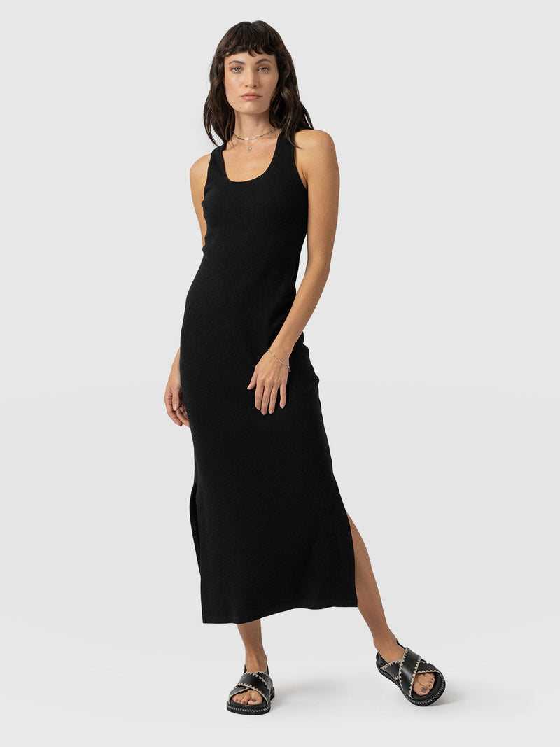 Sleeveless Rib Dress Black - Women's Dresses | Saint and Sofia® EU