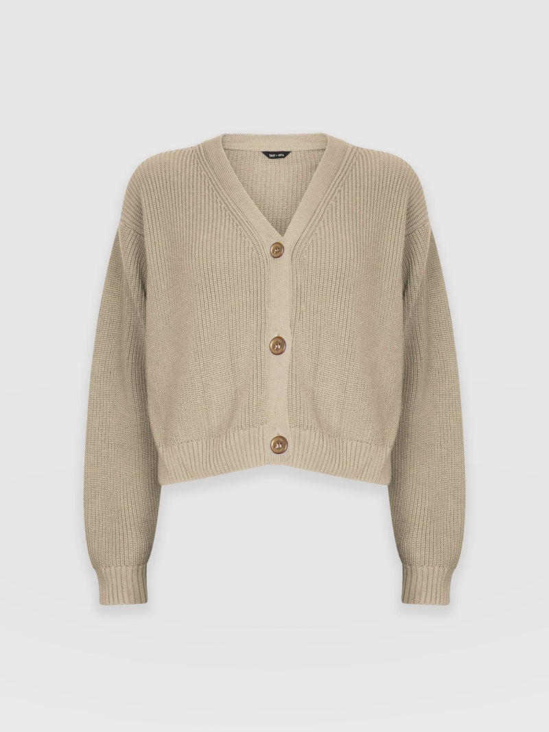 Soho Crop Cardigan Beige - Women's Cardigans | Saint + Sofia® EU