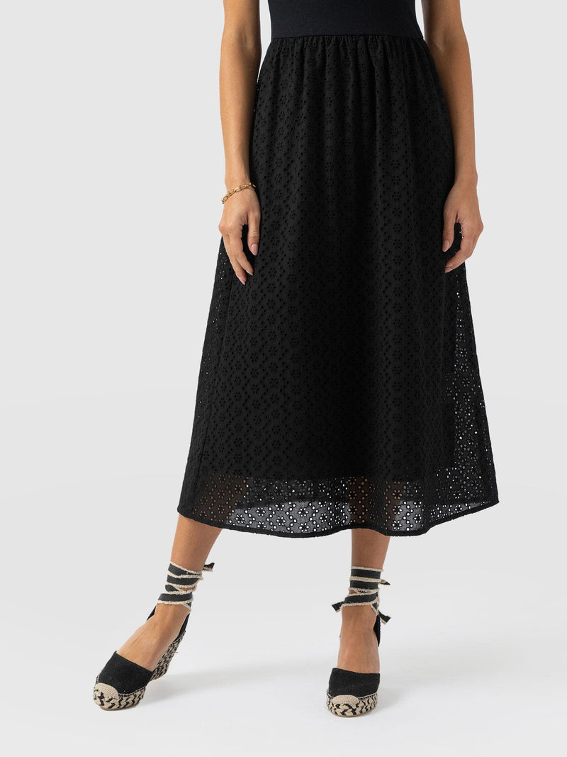 Sophia Contrast Dress - Black Broderie - Women's Dresses | Saint + Sofia® EU