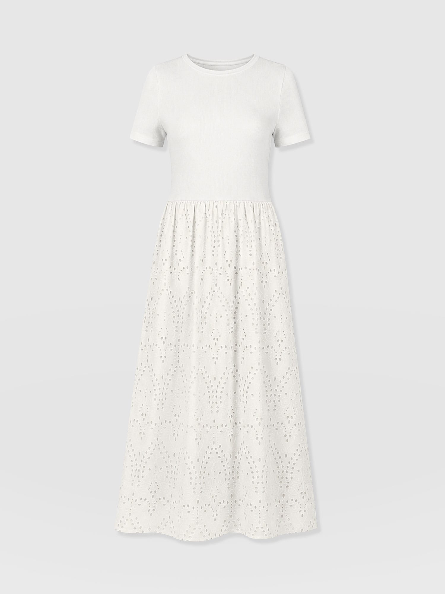 Sophia Contrast Dress - White Broderie - Women's Dresses | Saint and Sofia® EU