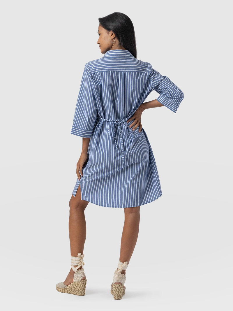 Stevie Shirt Dress - Blue Stripe - Women's Dresses | Saint and Sofia® EU