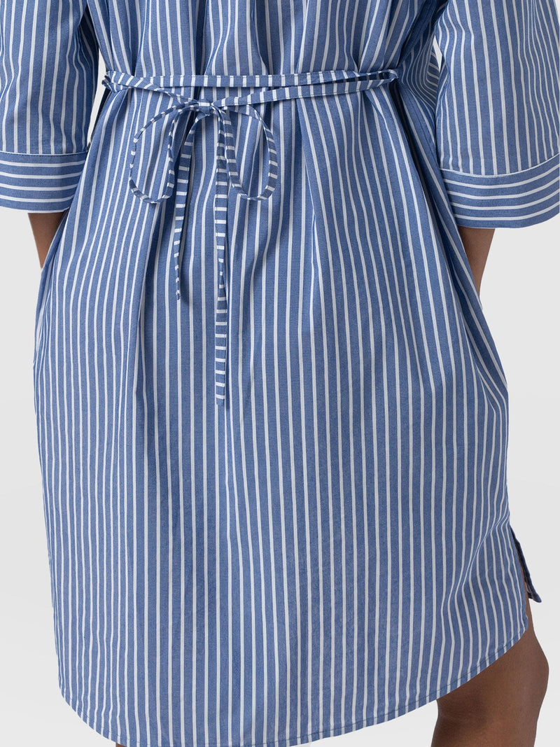 Stevie Shirt Dress - Blue Stripe - Women's Dresses | Saint and Sofia® EU