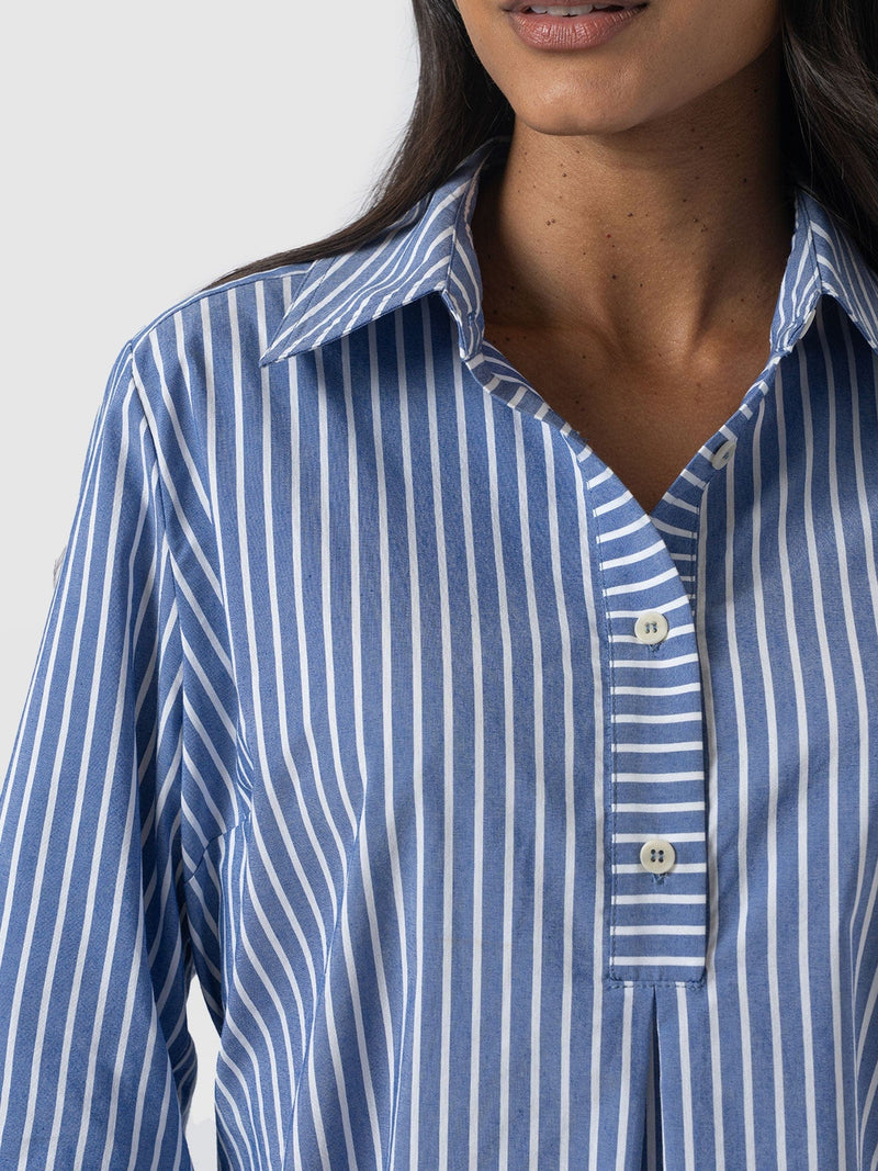 Stevie Shirt Dress - Blue Stripe - Women's Dresses | Saint and Sofia® EU