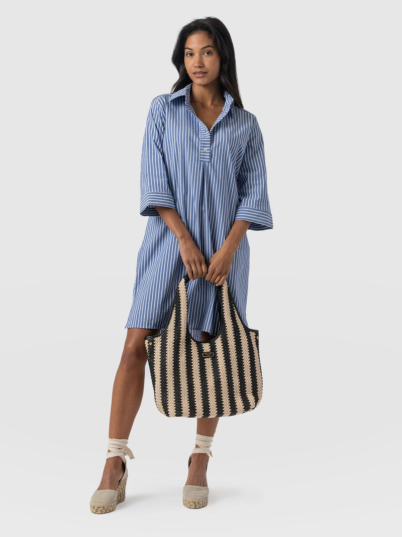 Stevie Shirt Dress - Blue Stripe - Women's Dresses | Saint and Sofia® EU