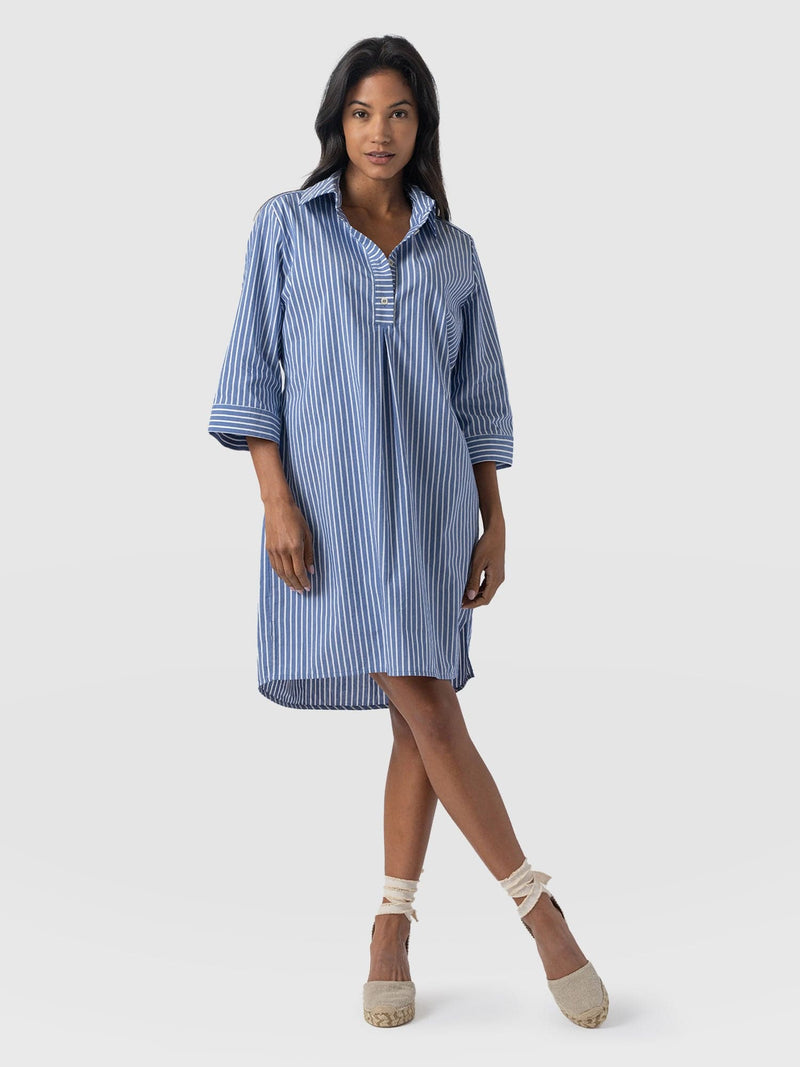 Stevie Shirt Dress - Blue Stripe - Women's Dresses | Saint and Sofia® EU