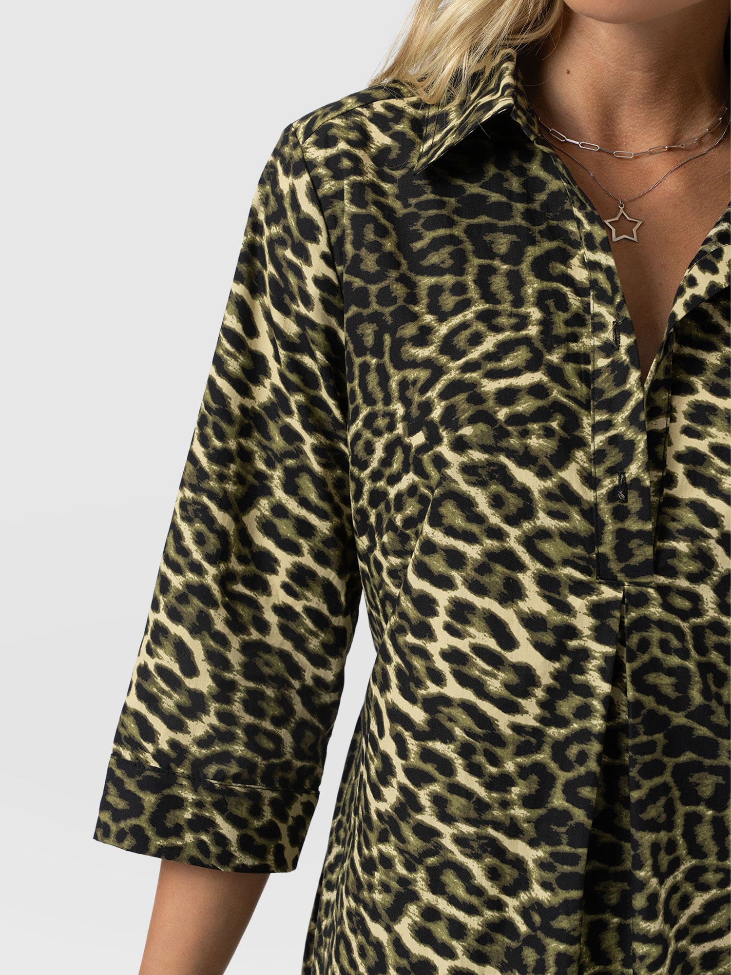 Stevie Shirt Dress - Green Leopard - Women's Dresses | Saint + Sofia® EU