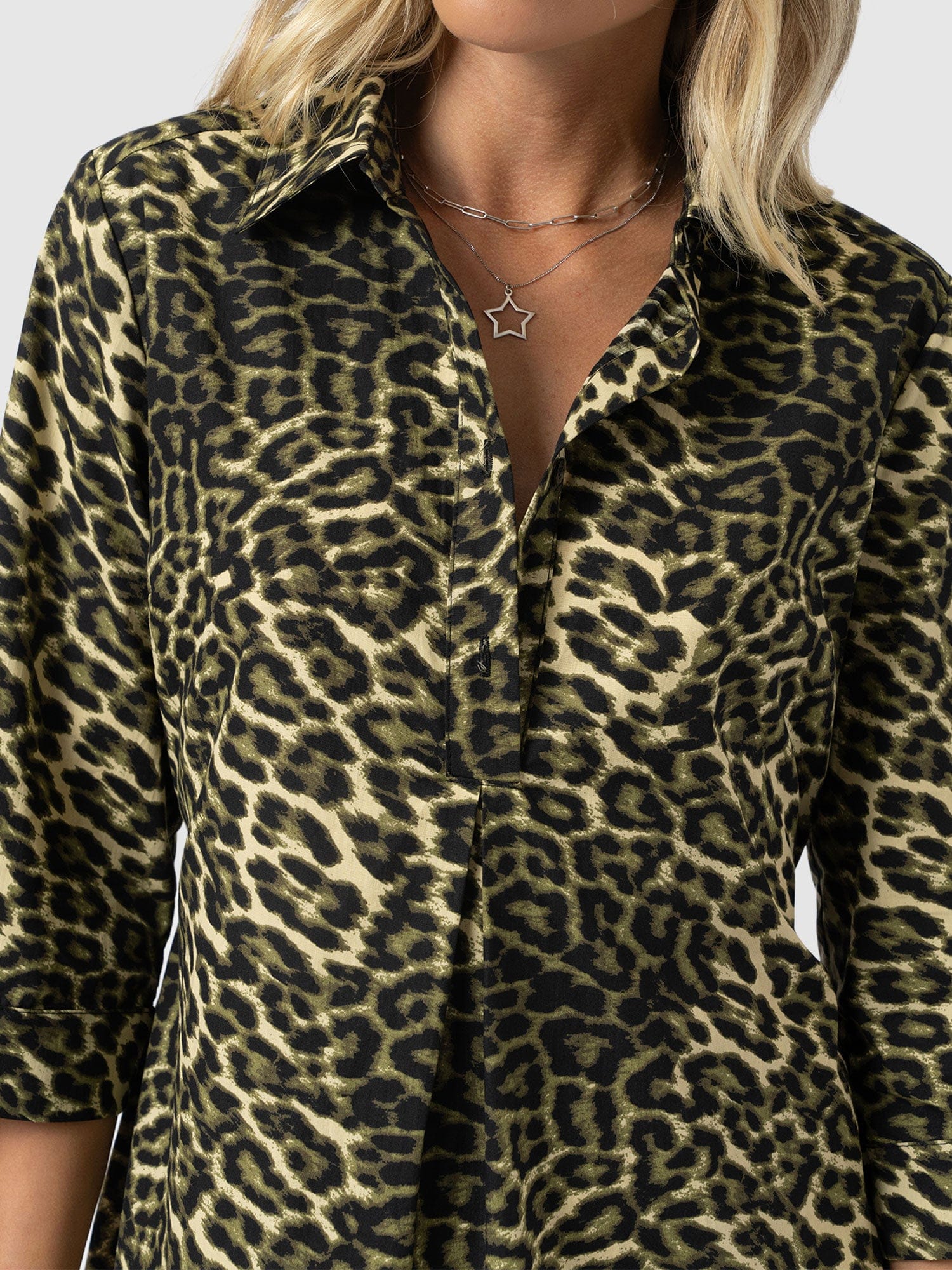 Stevie Shirt Dress - Green Leopard - Women's Dresses | Saint + Sofia® EU