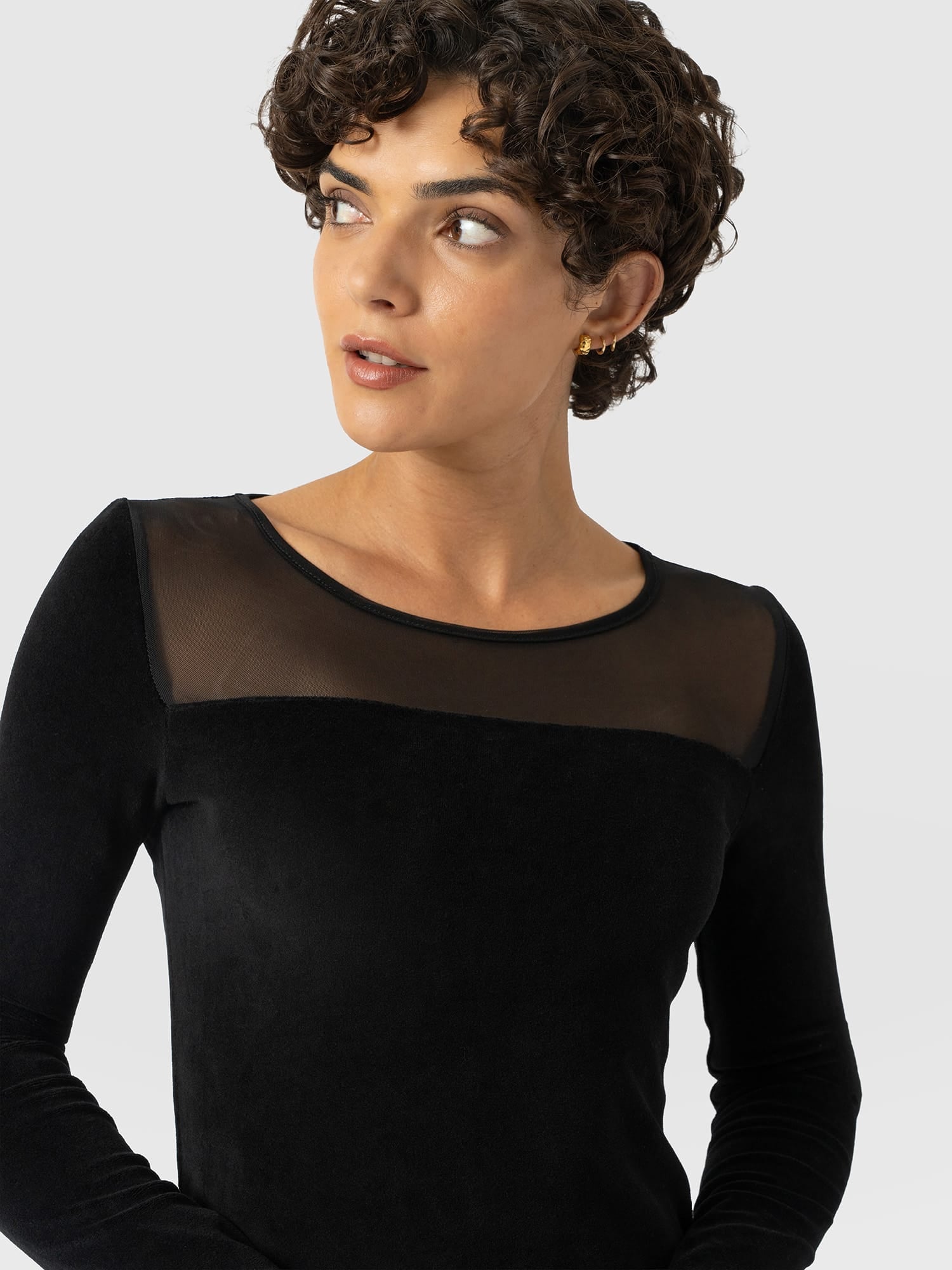 Storm Mesh Long Sleeve Dress - Black Velvet - Women's Dresses | Saint and Sofia® EU