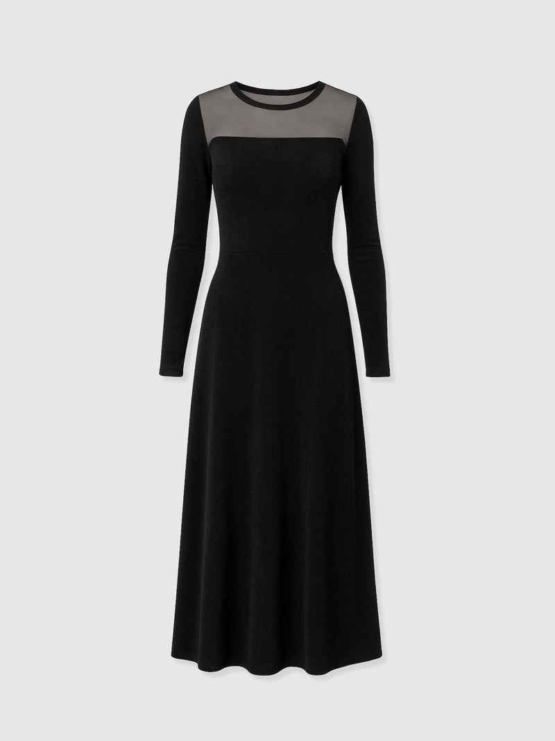 Storm Mesh Long Sleeve Dress - Black Velvet - Women's Dresses | Saint + Sofia® EU