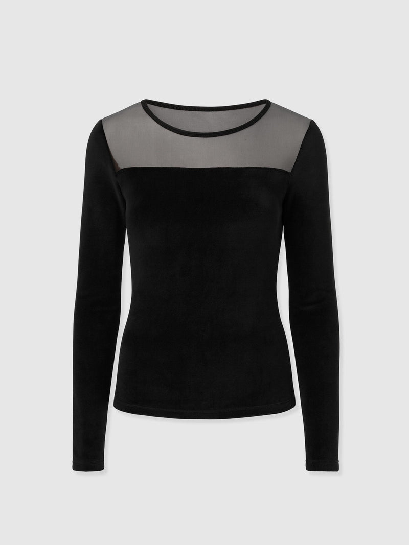 Storm Mesh Long Sleeve Tee - Black Velvet - Women's T-shirts | Saint + Sofia® EU