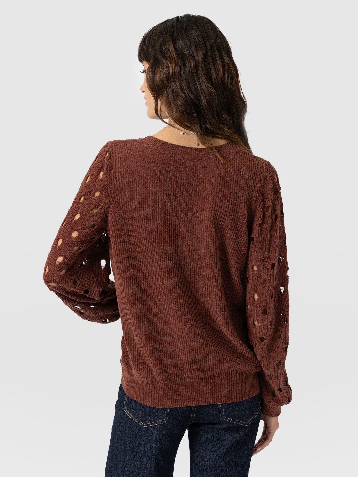 Suki Lace Hole Knit - Mauve - Women's Jumpers | Saint + Sofia® EU