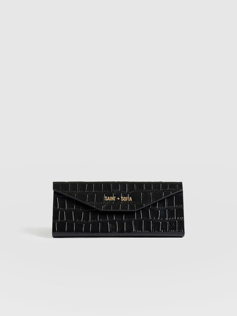 Sunglasses Case Black Croc - Women's Travel Accessories | Saint + Sofia® EU