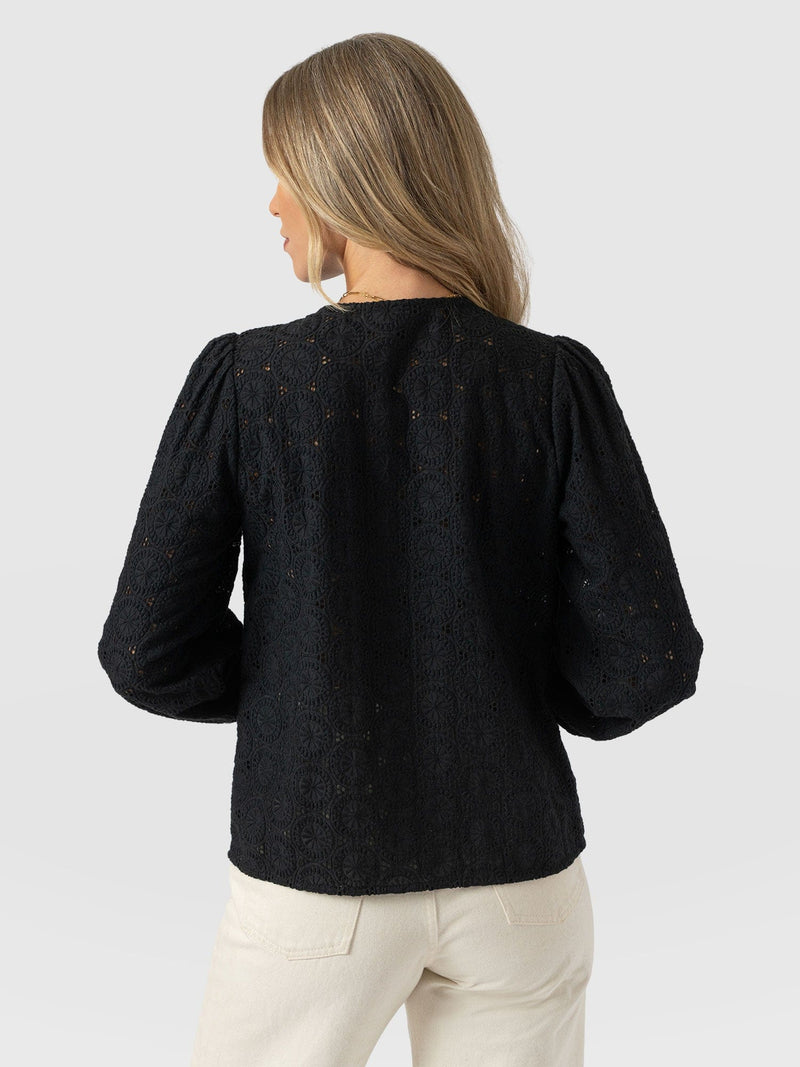 Tabitha Blouse Black Broderie - Women's Blouses | Saint + Sofia® EU